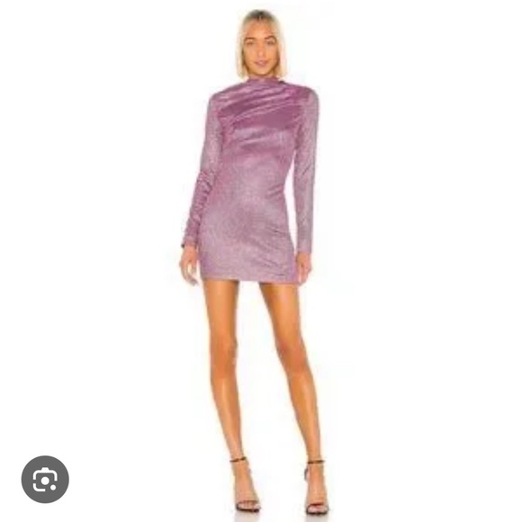 RtA Harper Metallic Mini Dress Disco Pink - Picture 1 of 4